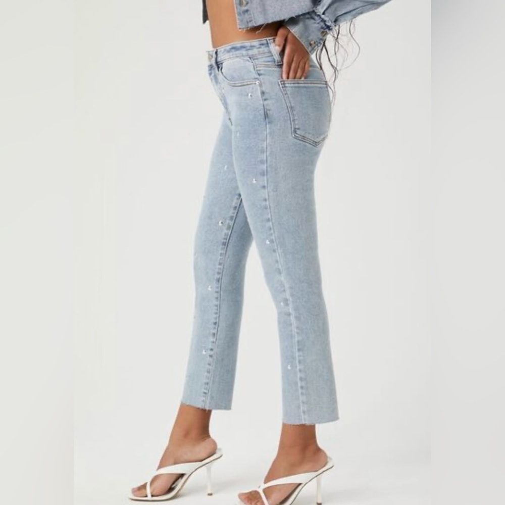 F21 Studded Mid Rise Skinny Ankle Jeans - Picture 3 of 4